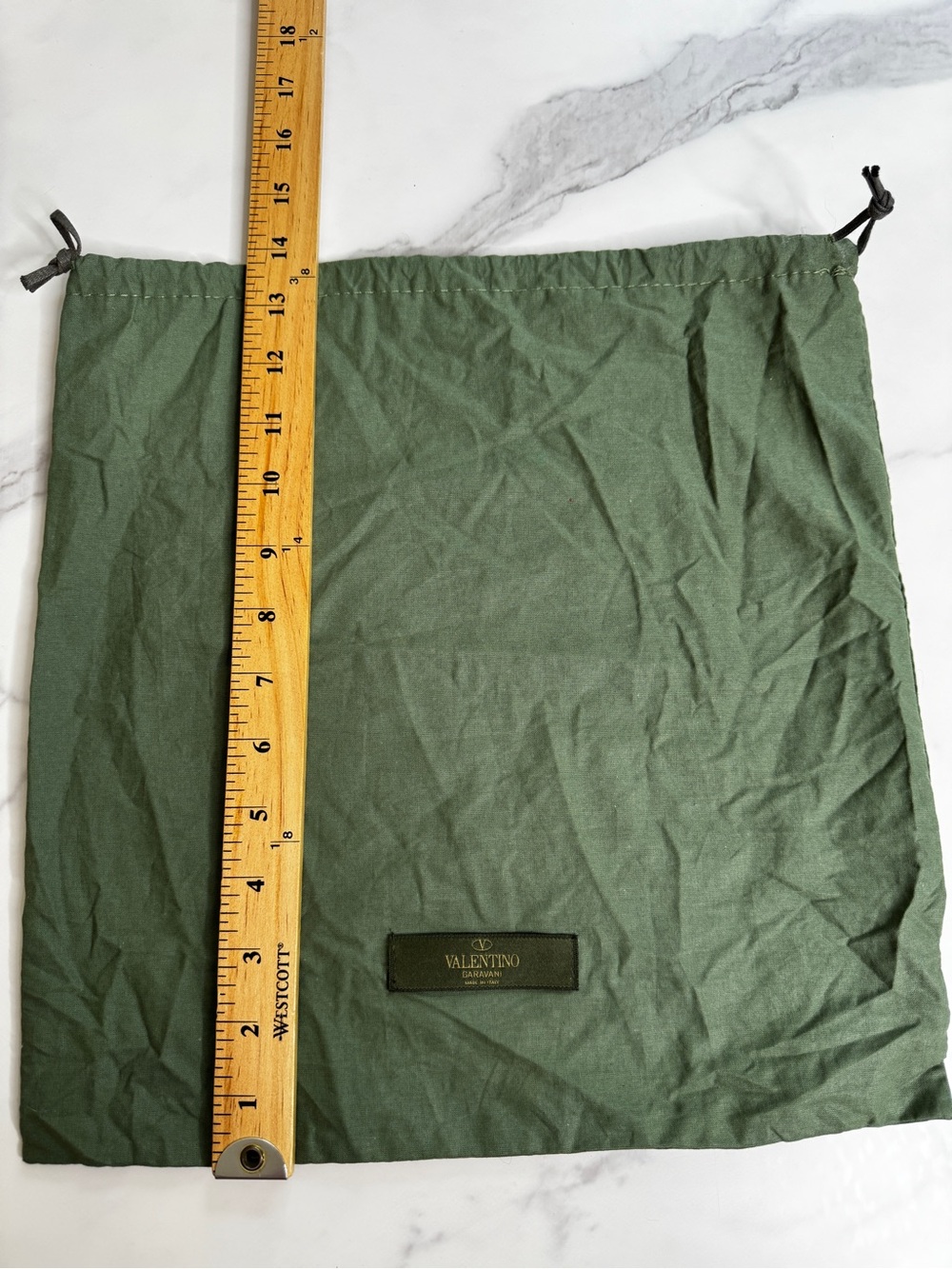 Valentino Garavani Olive Green Drawstring Dust Bag 14X13